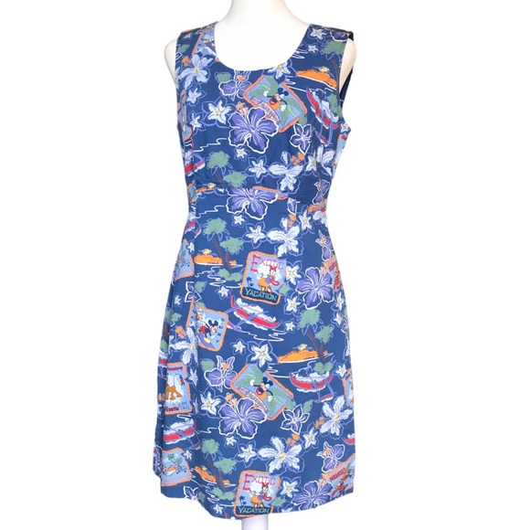 Womens Small Vintage Disney Store Sleeveless Hawaiian Knee Length Shift Dress - Picture 8 of 12